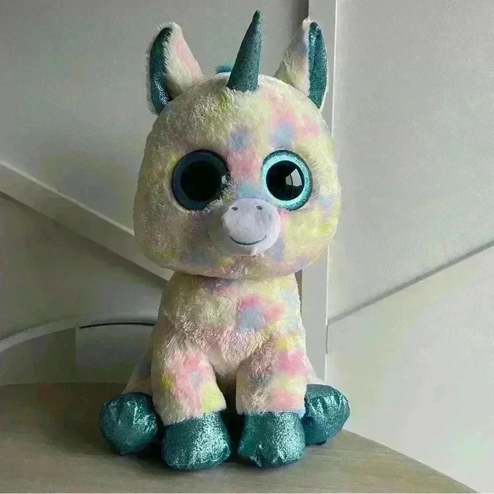 TY Blitz Big Eye Beanie Boos unicorn  pink 17” Plush Stuffed Animal Collectible